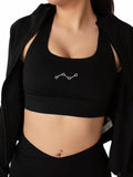 SP3CTRUM SculptFlex Yoga Set in Black — high-waist compression legging and matching sports bra, 75 percent nylon 25 percent spandex, four-way stretch, women's premium activewear set