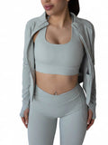 SP3CTRUM SculptFlex Yoga Set in Cloud — high-waist compression legging and matching sports bra in warm neutral colorway, 75 percent nylon 25 percent spandex, women's activewear set