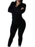 SP3CTRUM SculptFlex Yoga Set Black — matching crop top and high-waist legging, smooth compression fabric, buttery second-skin fit, women's gym and yoga activewear