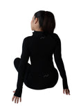 SP3CTRUM SculptFlex Yoga Set Black — model wearing full set, high-waist legging with sports bra, contour compression fit, athletic-luxury women's activewear, limited units