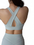 SP3CTRUM SculptFlex Yoga Set Cloud — editorial shot, warm neutral bone-tone athletic set, high-waist legging with sports bra, premium women's activewear